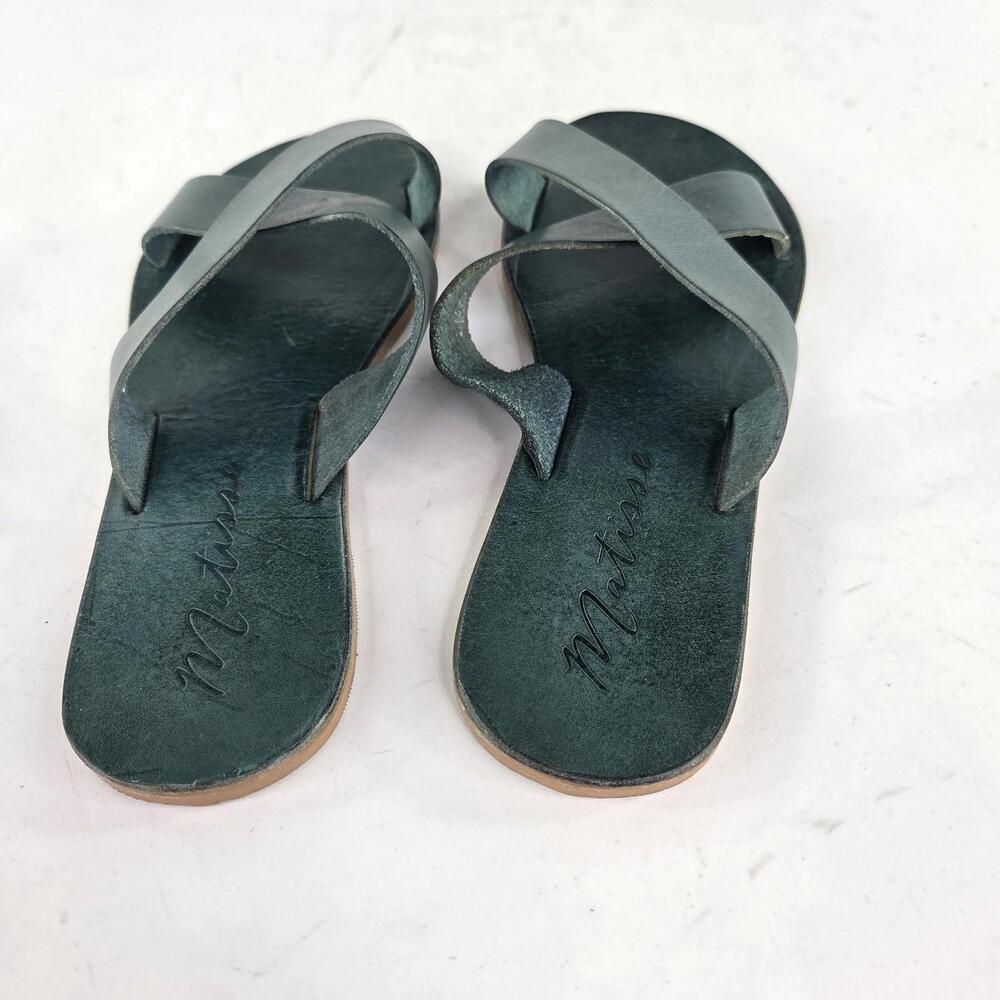 Matisse Topa Women's Dark Green Leather Shoes US 8 M Criss Cross FLat Sandal - Picture 5 of 10